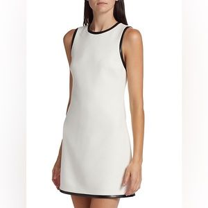 Alice + Olivia Coley Off White Black Round Neck Mini Dress